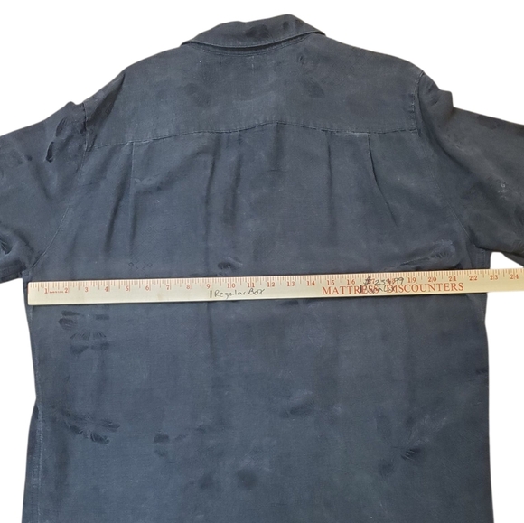Caribbean Joe Hawaiian Silk Button Down Shirt. Black on Black. LG - Picture 6 of 7